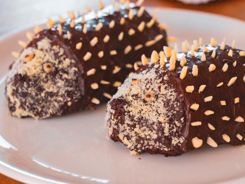 Schoko-Igel Mama und Schoko-Igel Kind